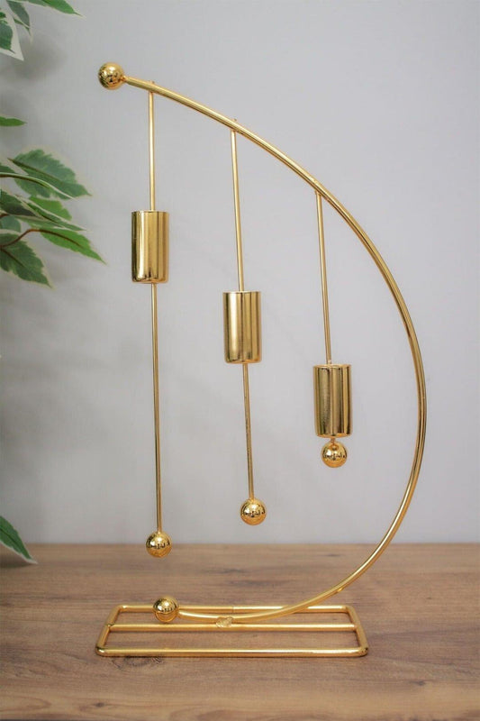 Musical Note Candle Stand - Golden & Black Metal Holder | 13 Inch Tall