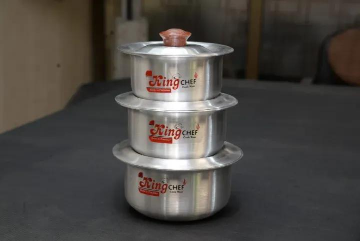 Premium Aluminum Cooking Pot Set - 3 Piece Kitchen Cookware