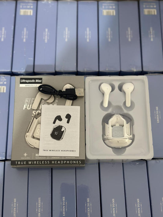 Crystal Display Wireless Bluetooth Earphones Transparent Design Spacecraft Style Digital Showcasing In-Ear Communication Device
