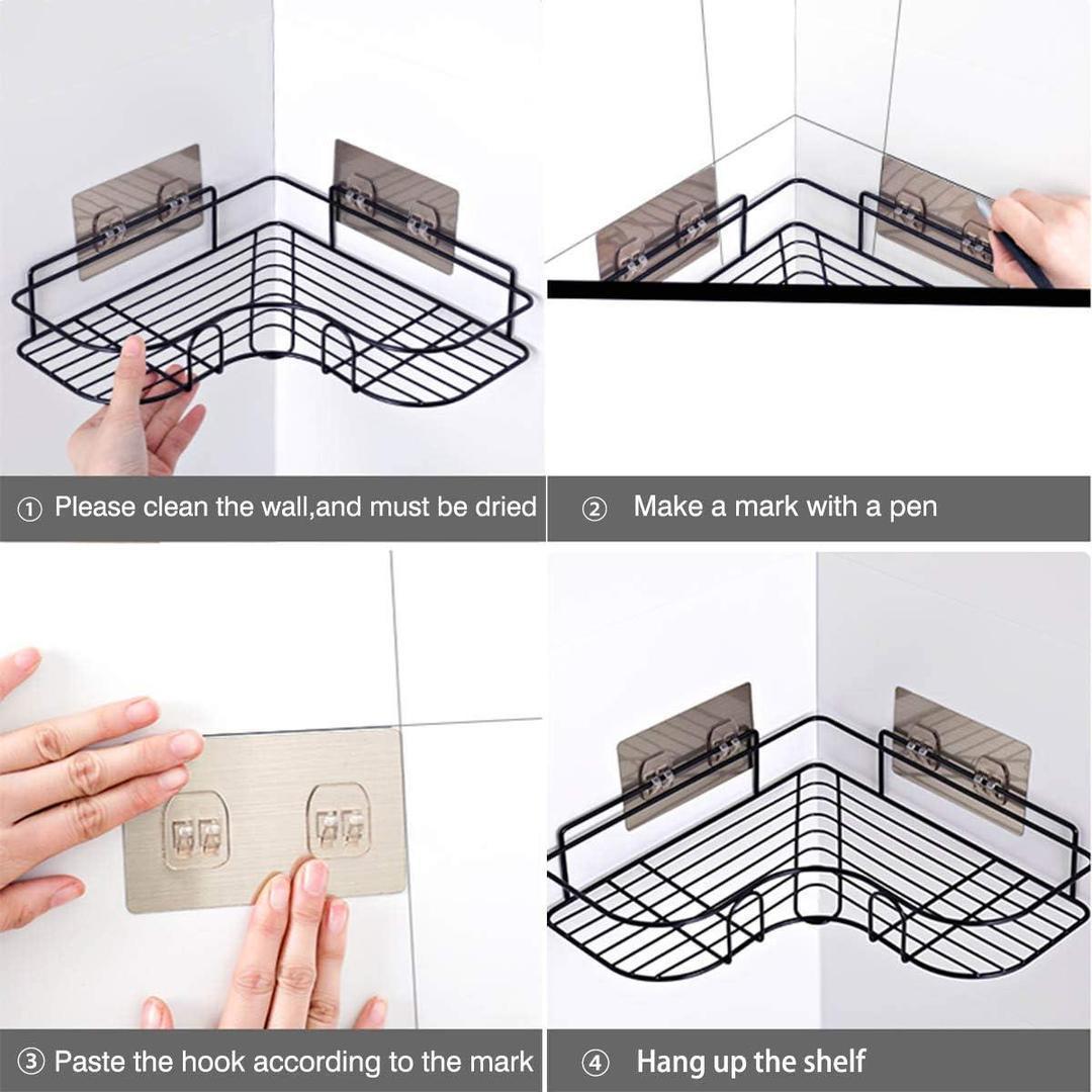 Corner Bathroom Organizer - 2-Tier Metal Storage Rack for Toiletries